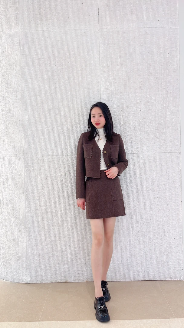 soodyoow羊毛短外套0635甜美减龄+马甲0636+半裙0633