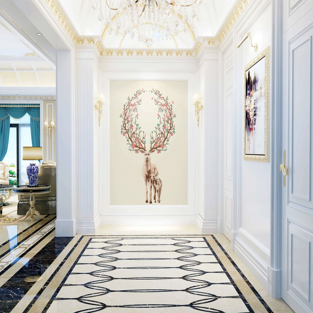 乐芙兰/相亲相爱新中式国风玄关独绣刺绣墙布壁布