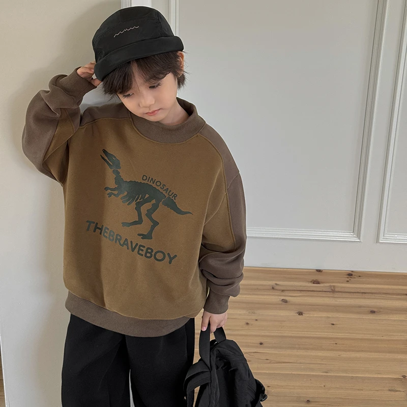 【美拉德加绒】男童加绒加厚卫衣冬儿童上衣2024新款|24dc18