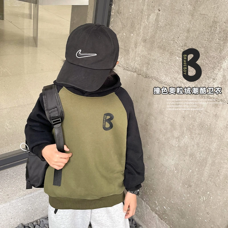 【海妈福利】连帽加绒加厚插肩袖卫衣秋冬洋气潮流|22dc34