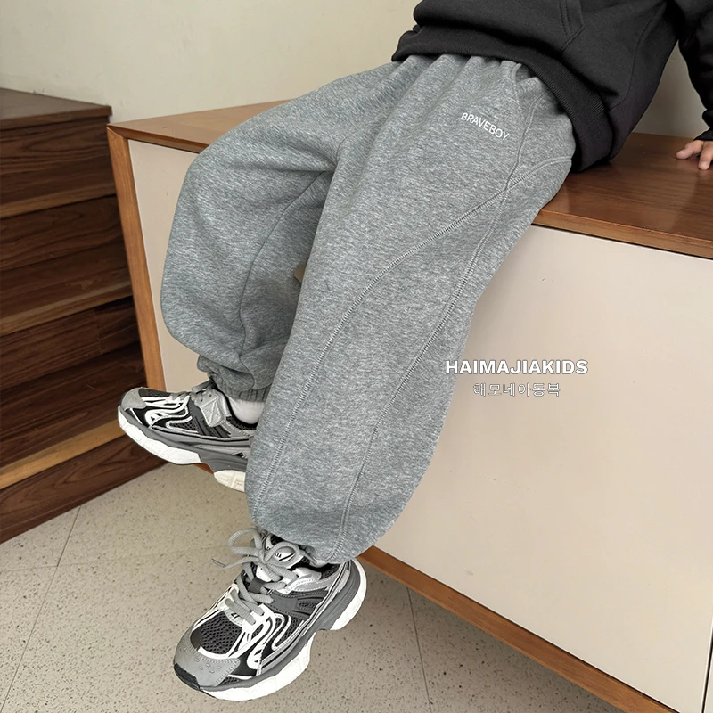 【加厚奥粒绒】男童加绒加厚运动裤冬卫裤女童休闲长裤|24dk29