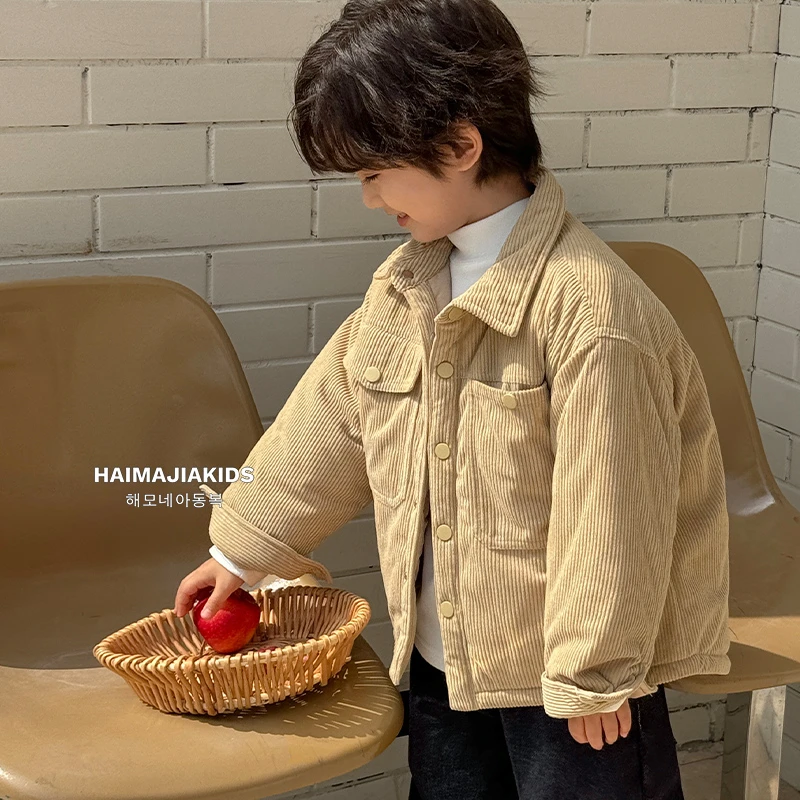 【加厚衬衫棉服】2024秋冬新款男童长袖衬衫帅气加厚外套|24db02