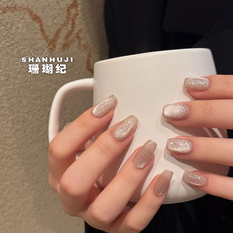 【朝露星辰】 珊瑚纪美甲显白流行温柔穿戴甲气质裸色夏日简约猫眼