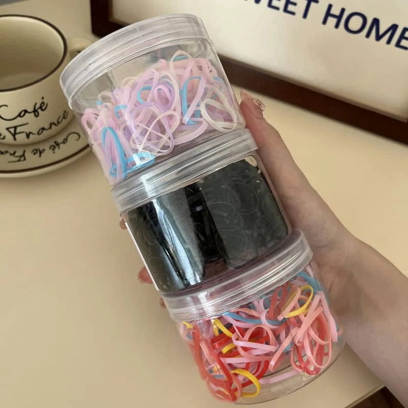 圆桶散装一次性皮筋儿童橡皮筋儿童扎小辫一次性透明彩色皮筋发圈