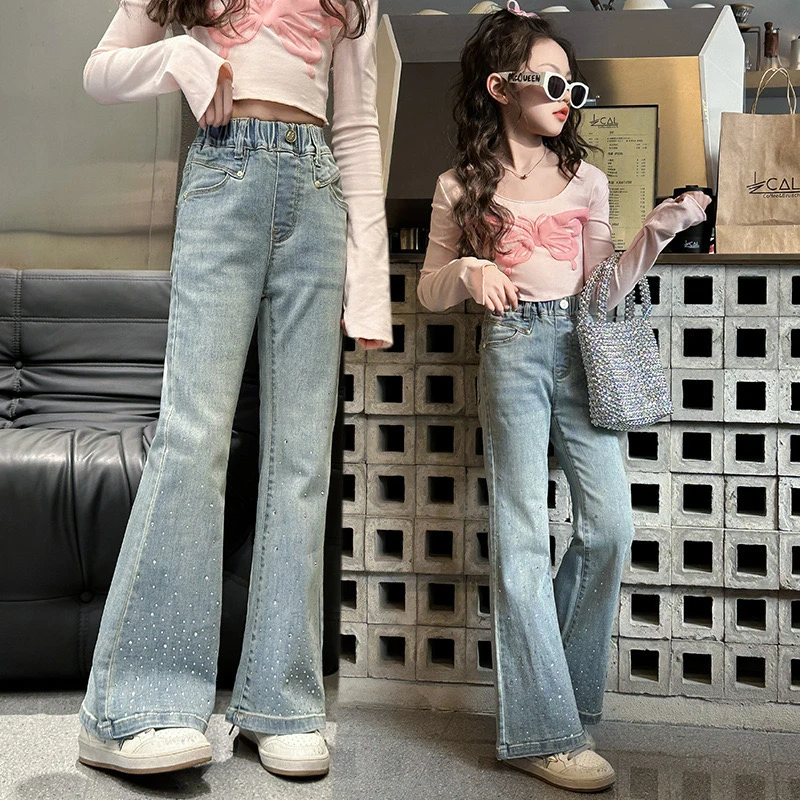 2024新款韩范女孩修身弹力喇叭裤春秋时尚外穿微喇韩版显瘦百搭