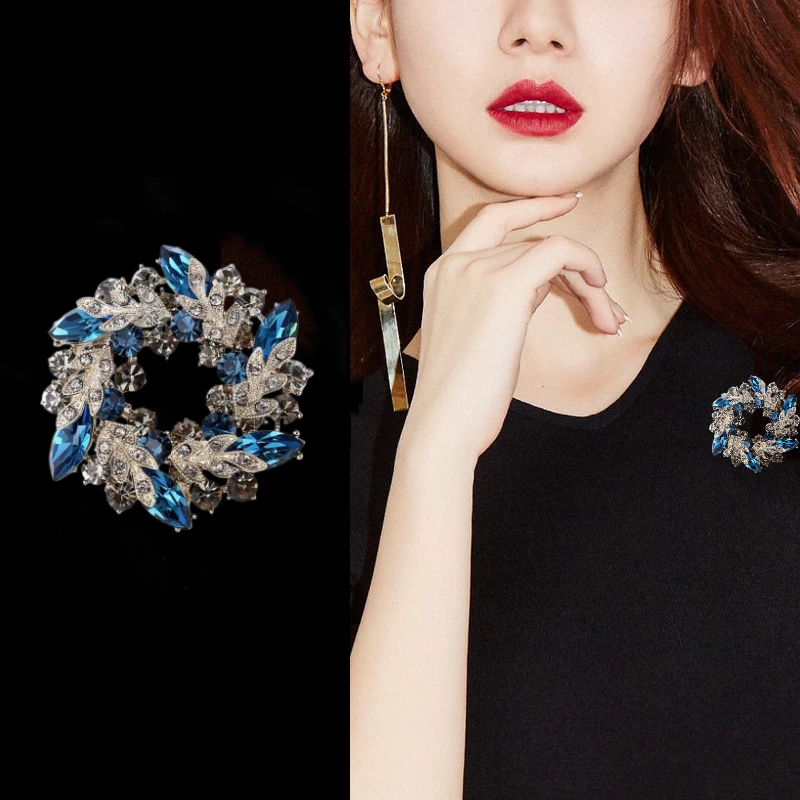 铜合金合成锆石胸针   碧海蓝天轻奢优雅时尚百搭紫荆花胸针202