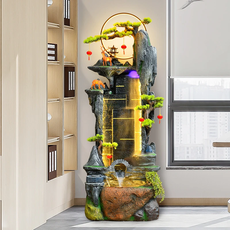 中式假山喷泉流水摆件循环水鱼缸招财风水轮客厅办公室景观装饰品