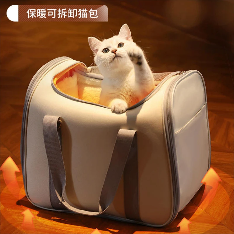 猫包外出便携背包单肩手提包冬季外出保暖加绒猫包两用猫窝宠物包