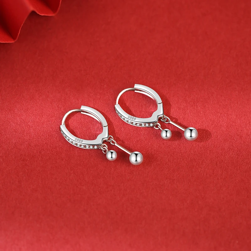 足银耳饰 999纯银耳扣女灵动链条轻奢简约百搭个性流苏养耳洞B82