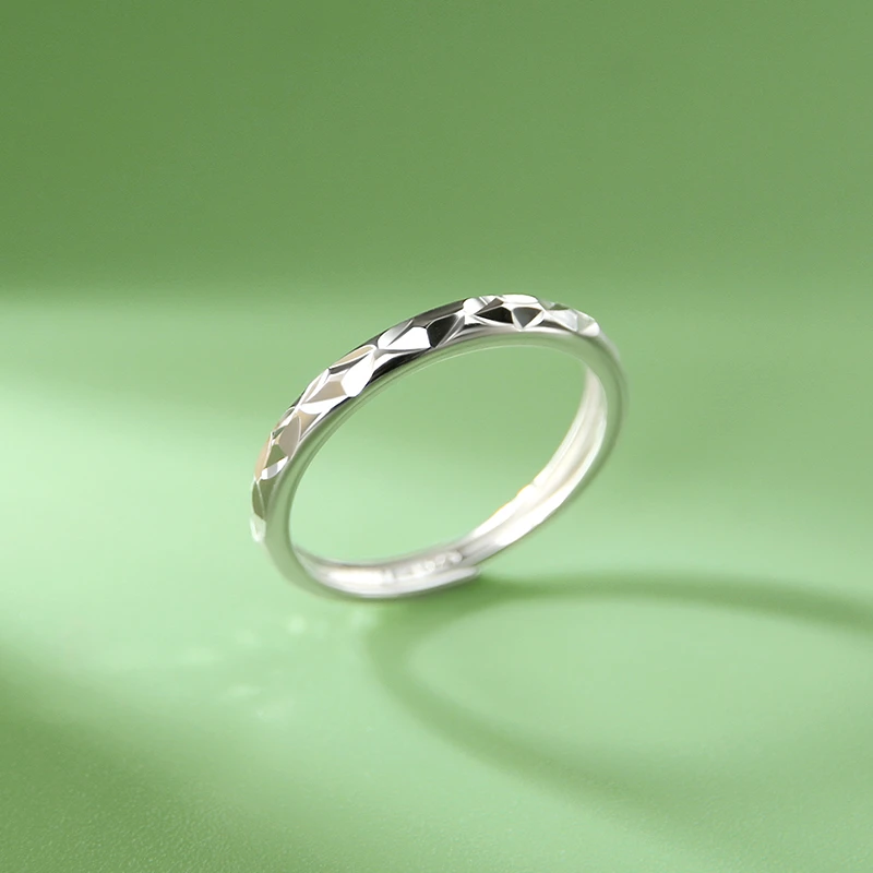 叙心 925银戒指 纯银几何菱形气质个性时尚指环女素圈可调节JZ67