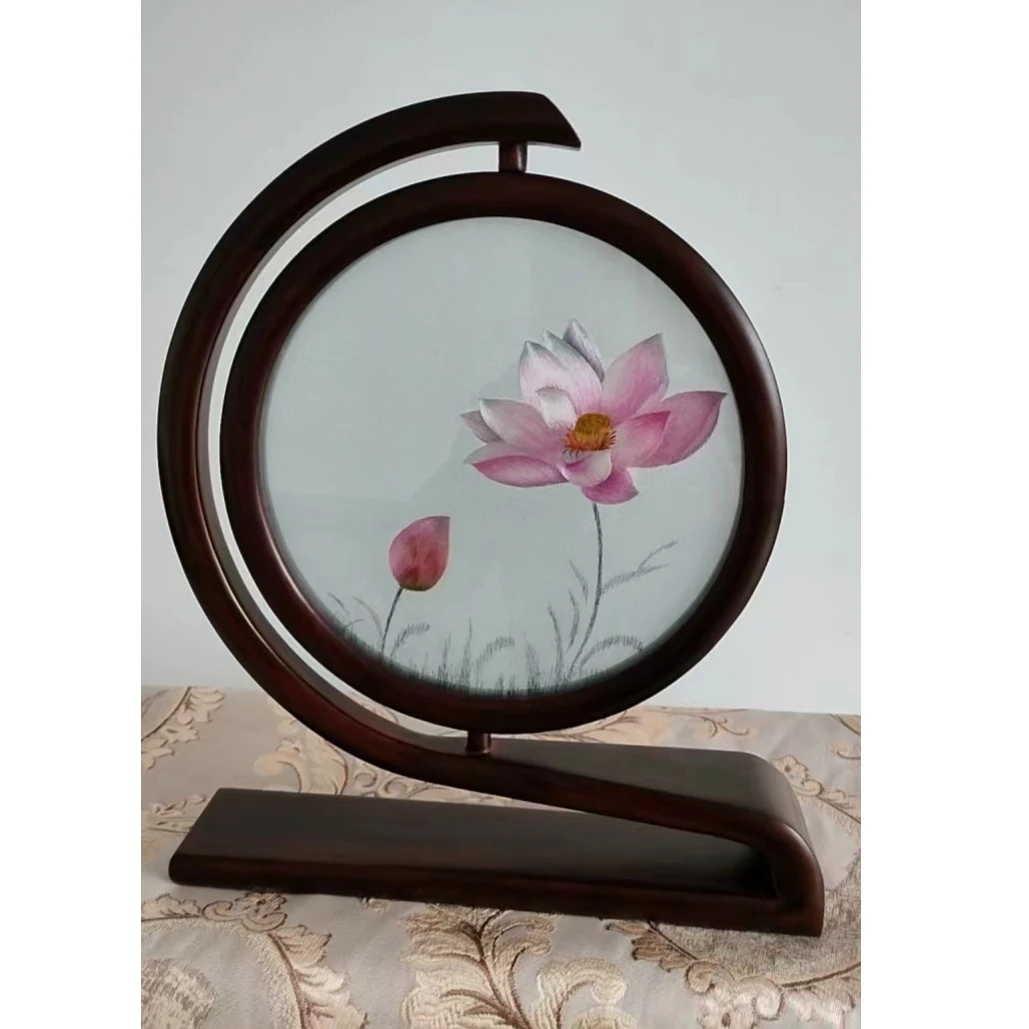 玉传苏绣  纯手工刺绣摆件 内径20厘米 送精美礼盒