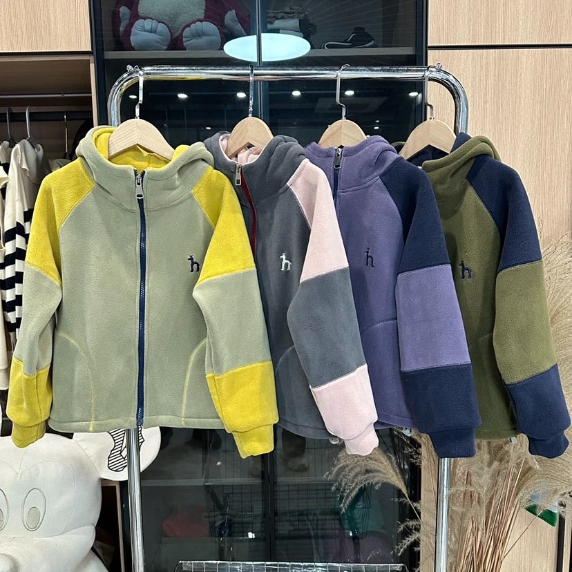 早春新款儿童休闲拼接宽松男童女童运动奥里绒保暖外套