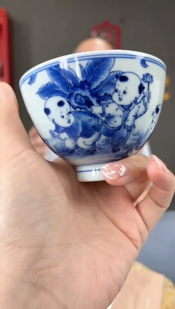 【闪购商品】官窑瓷画院565官窑瓷画院玉竹童子鸡心杯