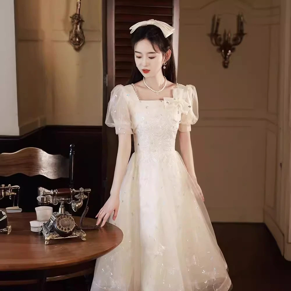 礼服女青少年香槟色公主裙晚礼服平时小个子轻礼服日常可穿绝美