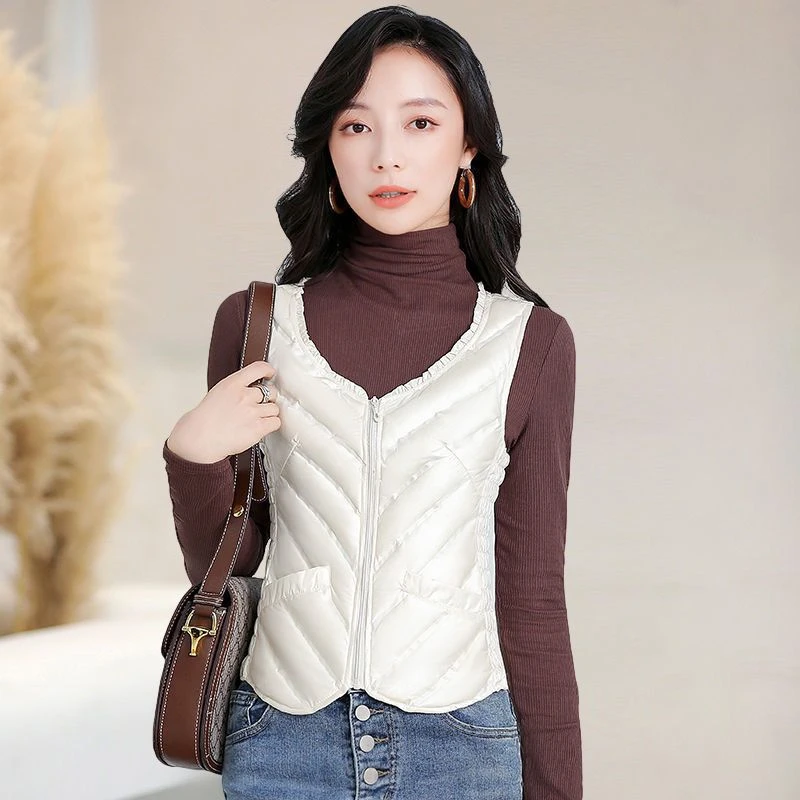 波司豋羽绒马甲女短款2022秋冬新款修身轻薄白鸭绒羽绒服保暖背心