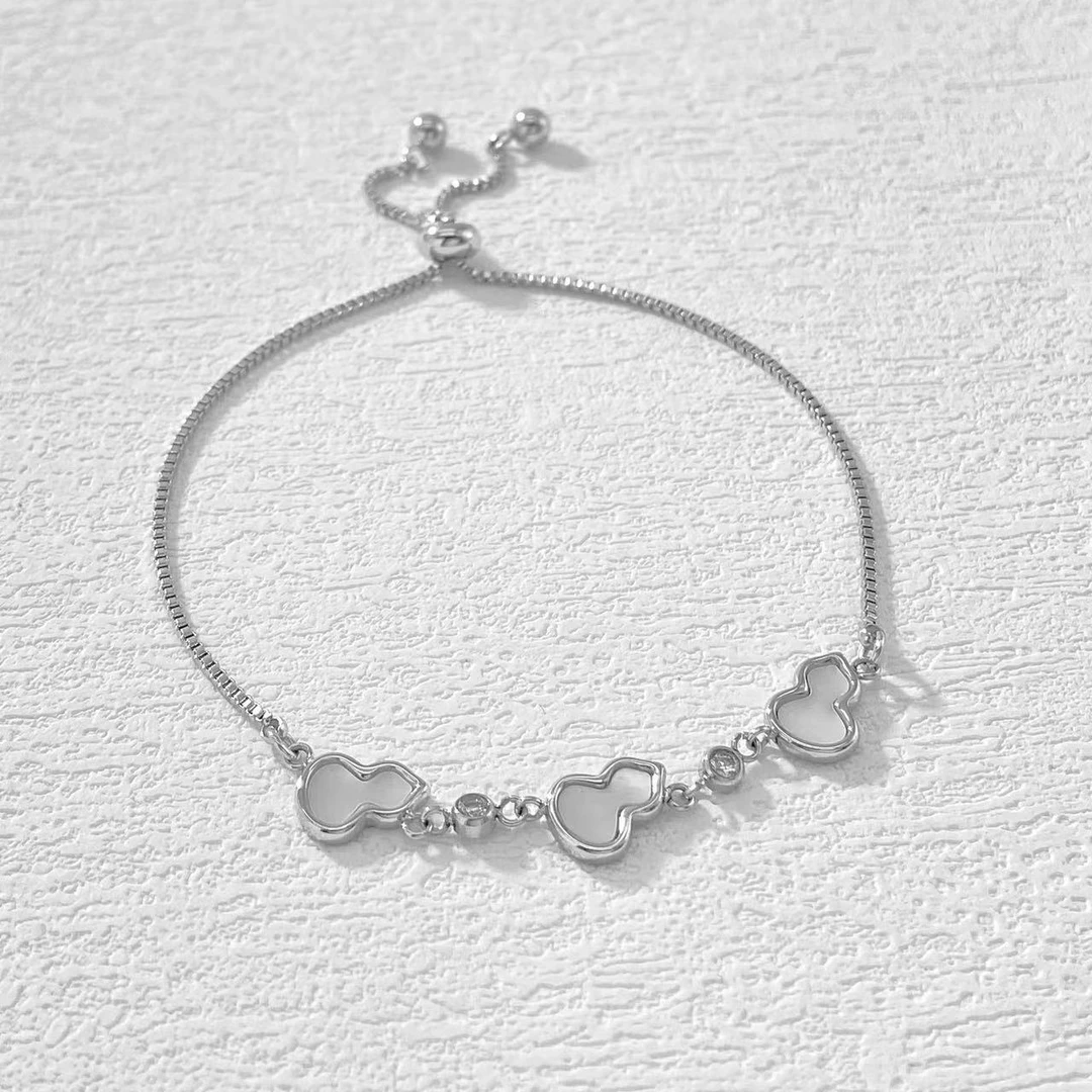 钛钢手链 木木（AQ1367） 白贝葫芦抽拉蛇骨手链