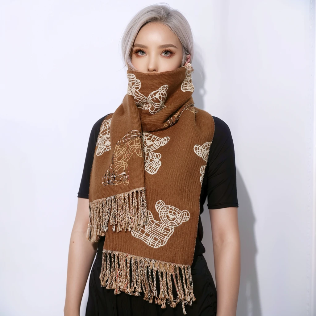 木木（RZ5568）  178厘米*43厘米左右  格子小熊围巾