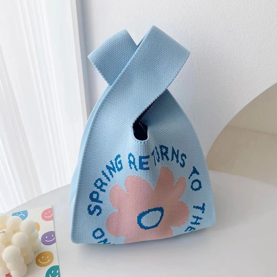 木木（RZ3426）小花针织手提包斜挎包 可放手机水杯上班通勤包包