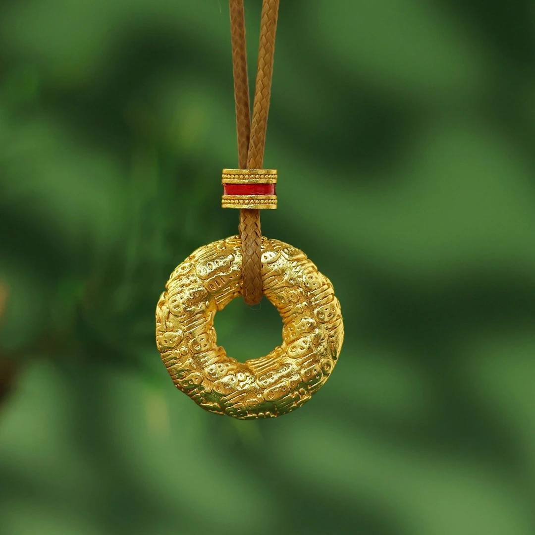 铜合金项链 木木（RZ5653） 70厘米 古法万福平安扣抽拉项链