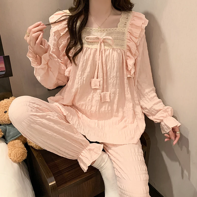 睡衣女春秋季甜美公主风秋季长袖长裤网红爆款可爱新款家居服套装