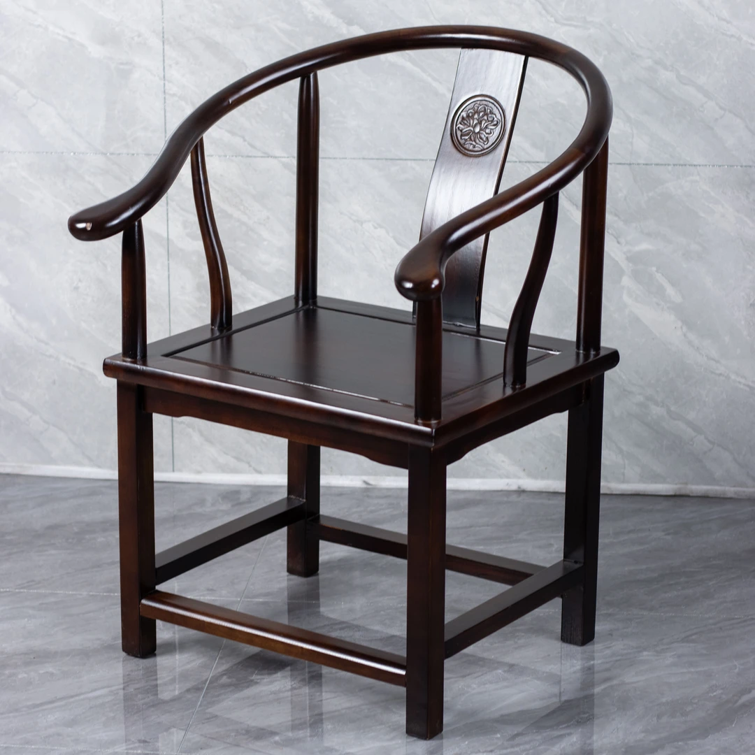 刚果黑檀纯料黑金檀茶椅实木椅茶椅全料全原木全实木太师椅圈椅