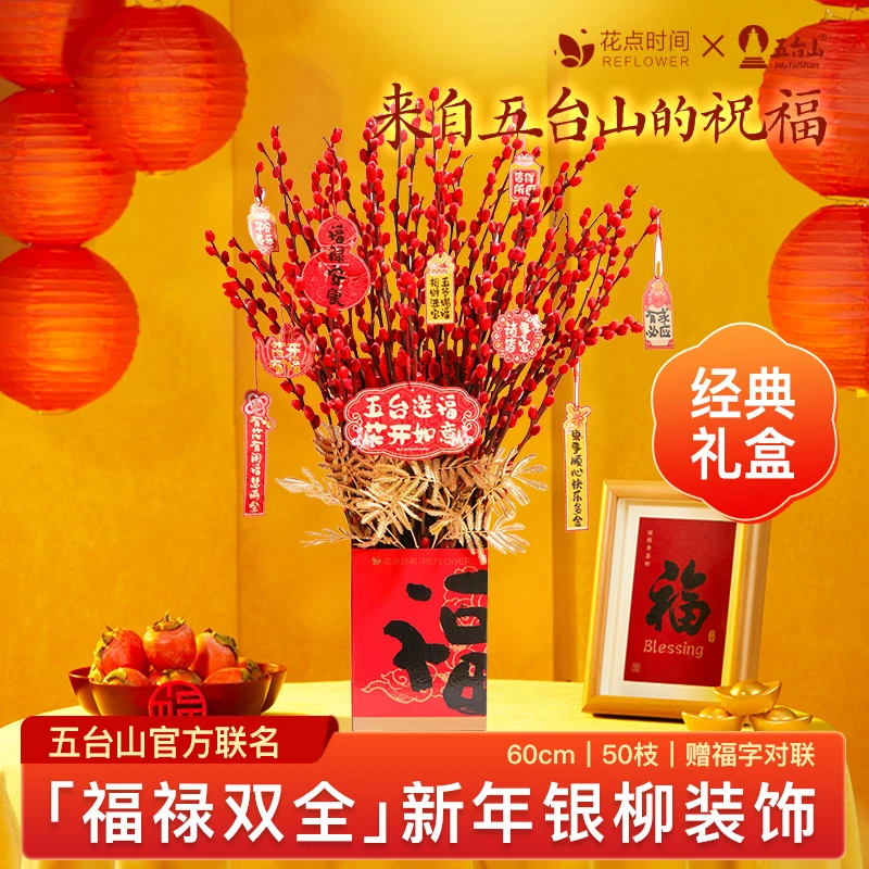 【花点时间】2025年宵花银芽柳福禄双全银芽柳新年装饰