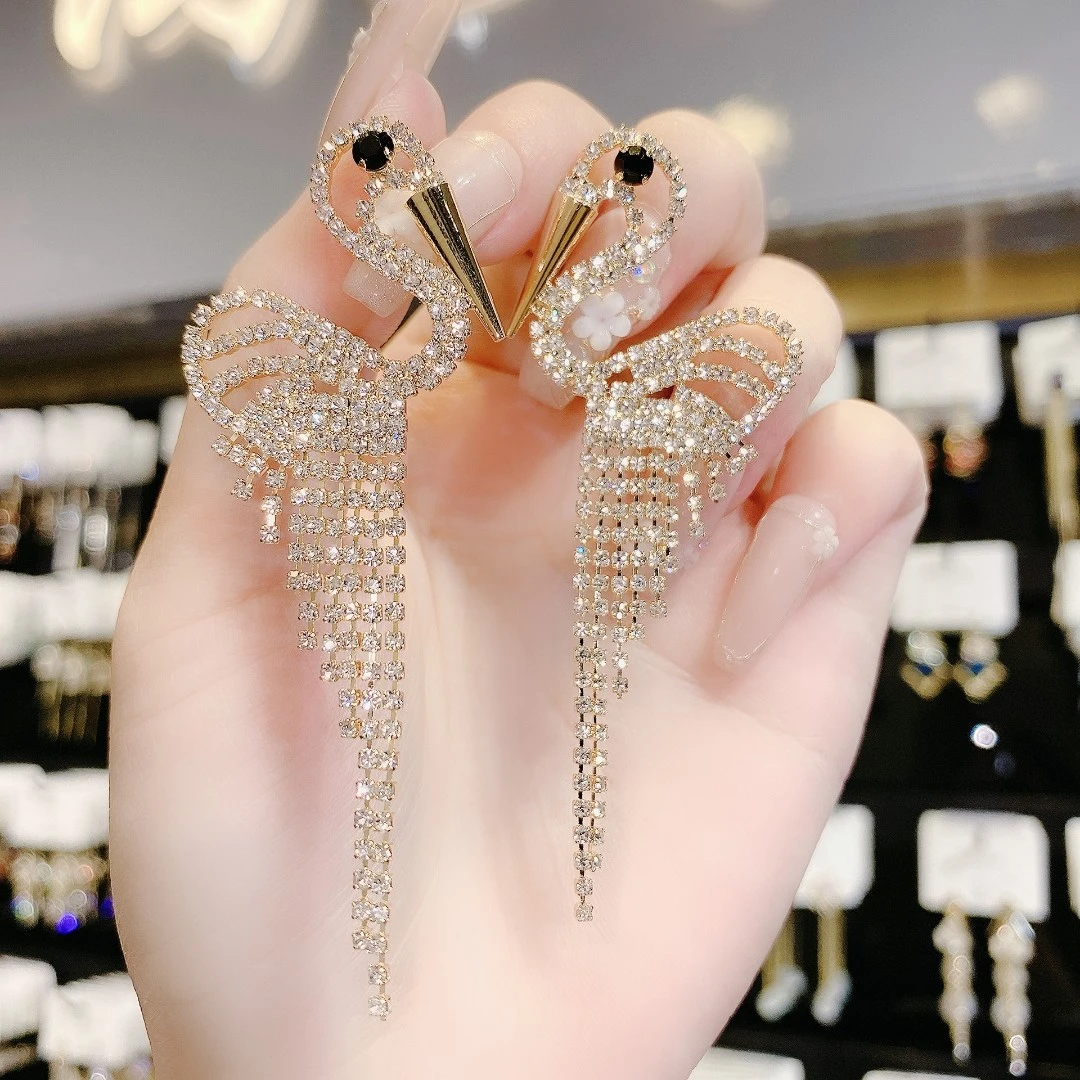 铜合金耳饰 【小鸟依人】新款潮设计感气质流苏耳环高级大气耳饰