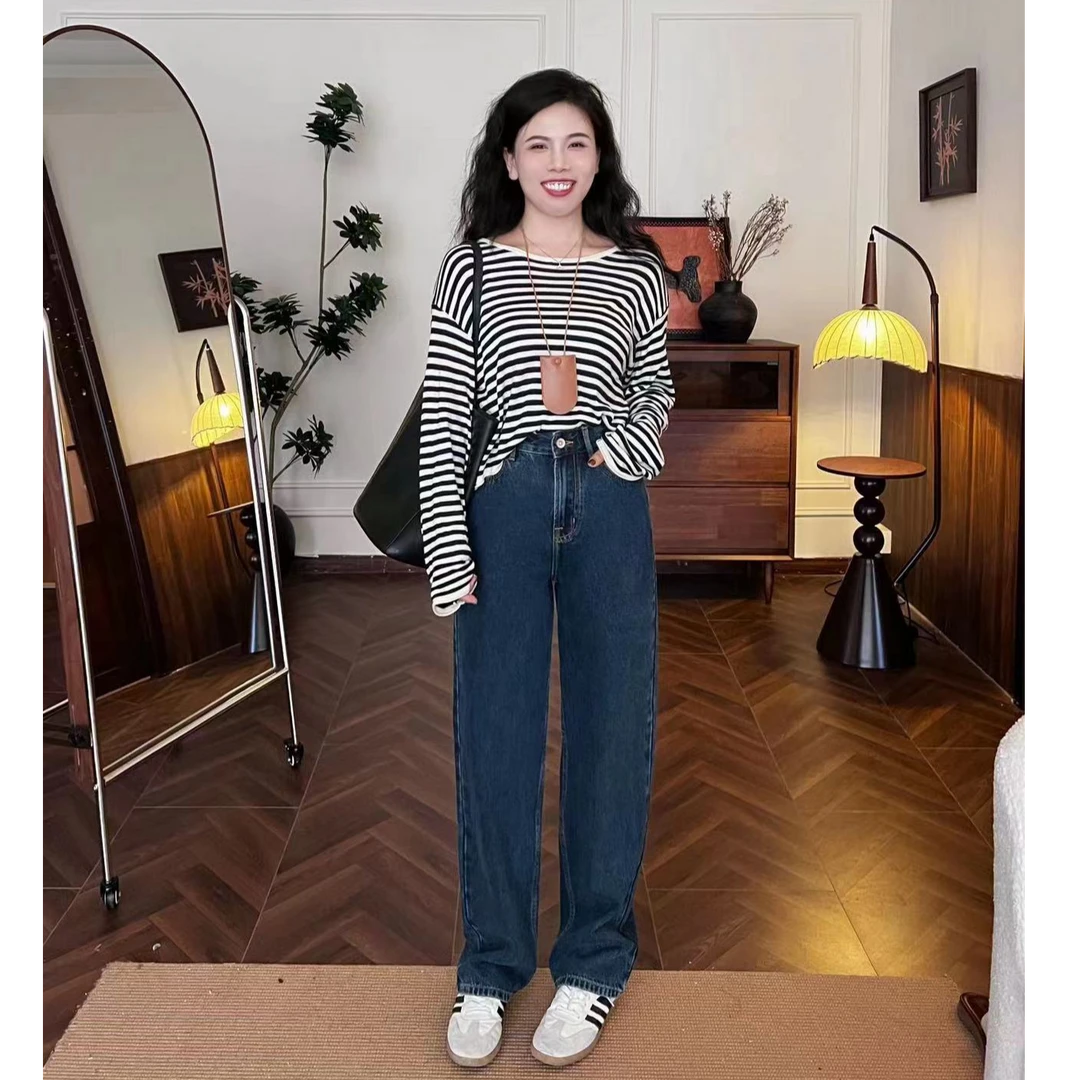 李羽竺【翠宝高端定制】重工叠染美式复古简约百搭直筒裤HH3007