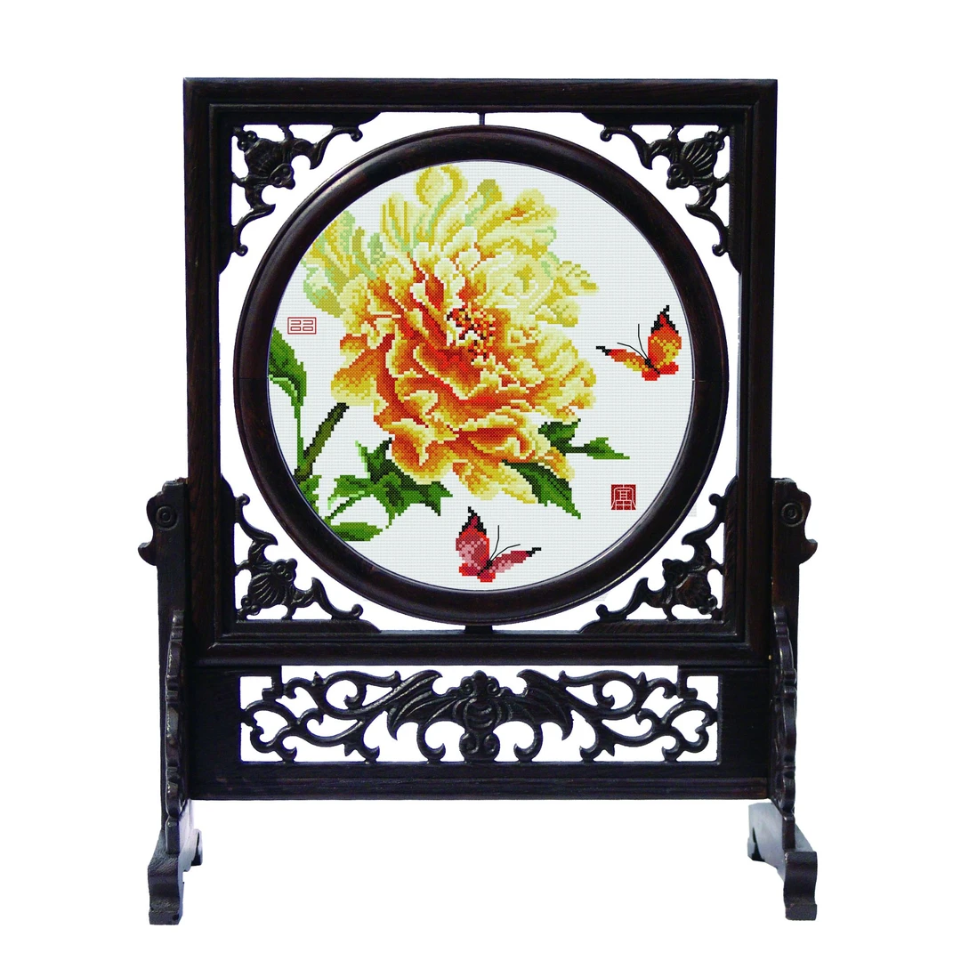 CMC 双面 十字绣黄梅挑花套件刺绣