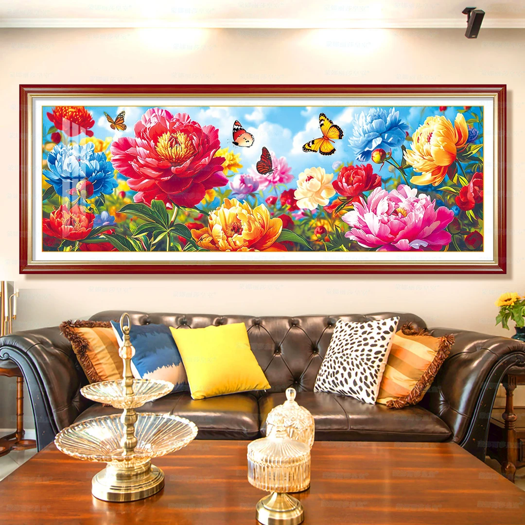 十字绣花之舞新款中式大幅花卉大幅经典装饰画手工绣