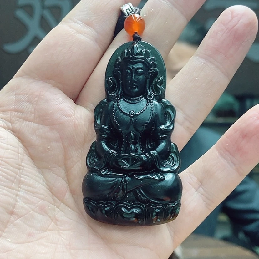 【闪购商品】蛇纹石玉颈饰观音黑任选其一未镶嵌