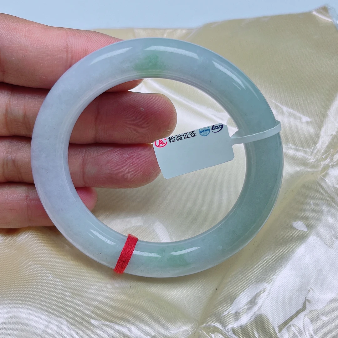 缅甸天然A货翡翠胖圆手镯55.4圈口