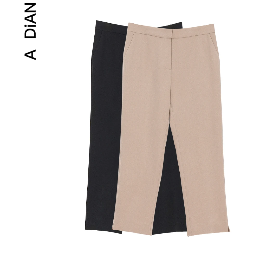 <流动美学>醋纤面料柔软垂坠轻微弹力暗嵌斜纹组织中高腰烟管裤