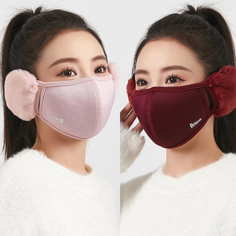 秋冬保暖防寒口罩耳套二合一加厚防寒冬季户外骑行护耳口罩