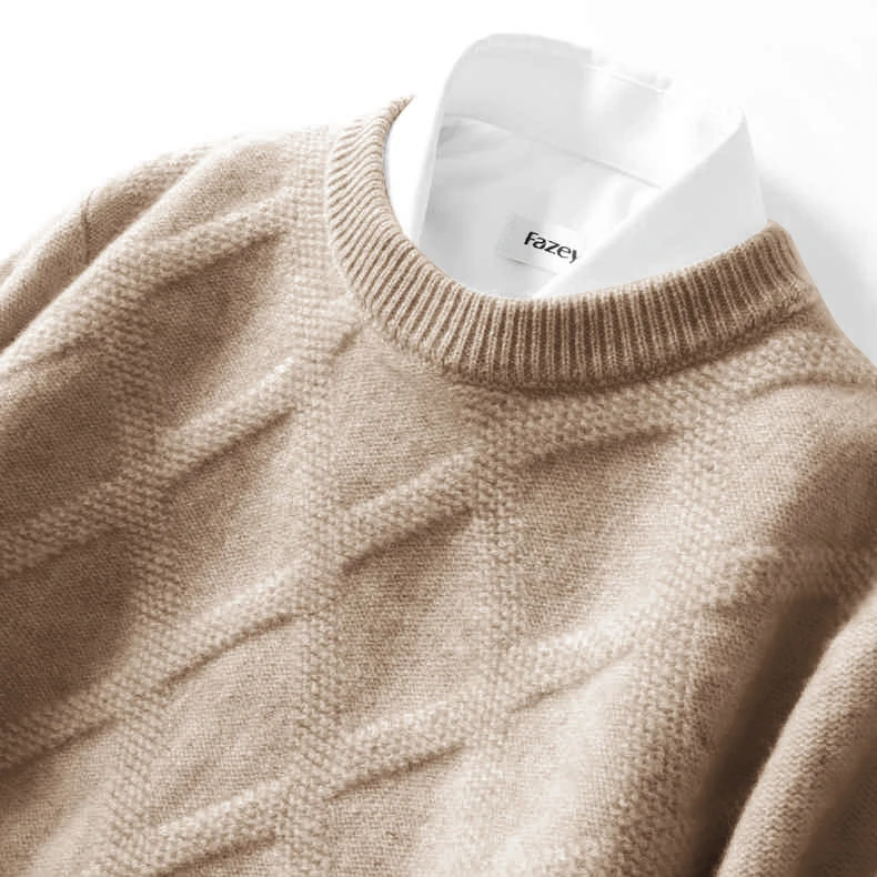 【七针加厚】100羊毛衫圆领宽松加厚毛衣商务休闲打底针织羊毛衫