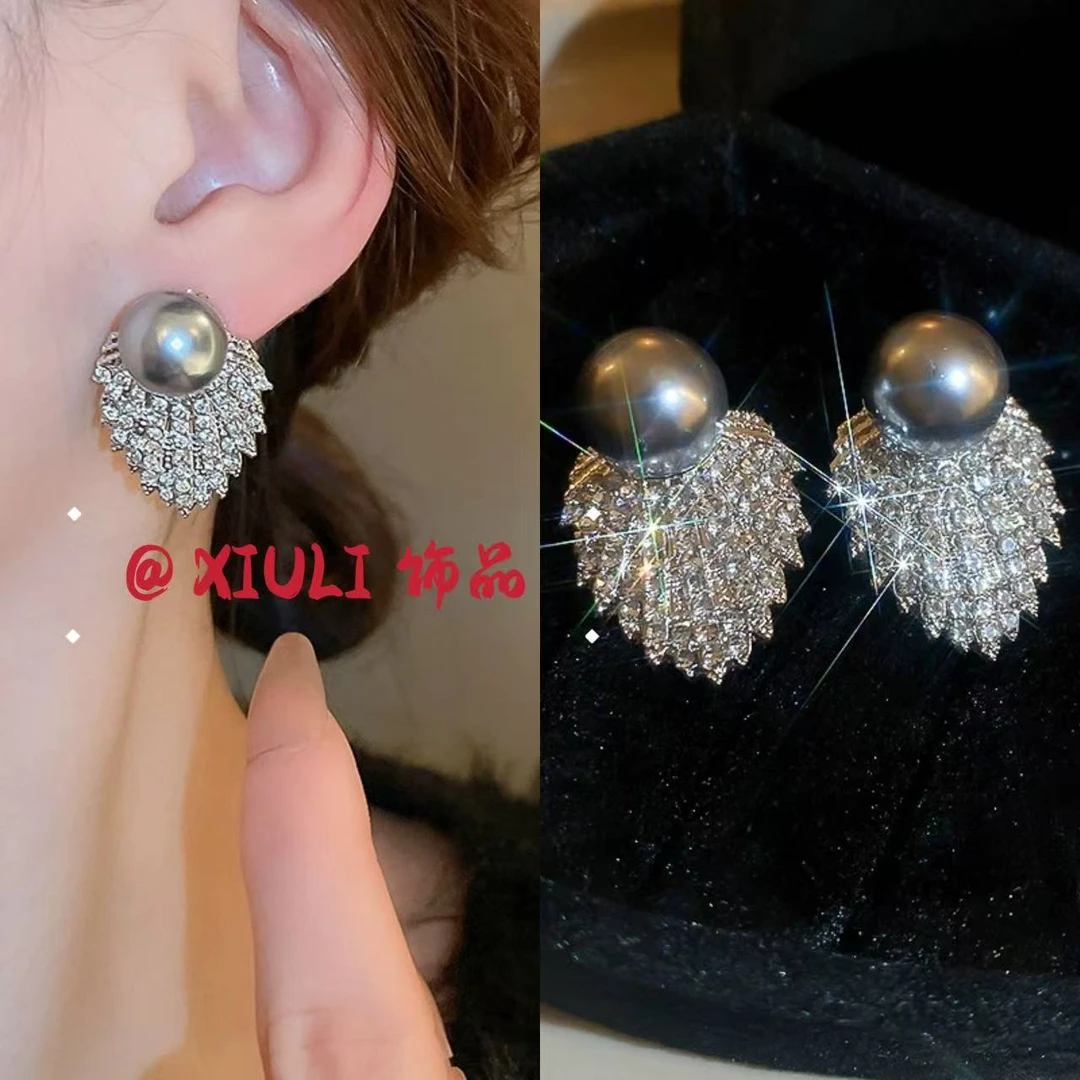 铜合金耳饰 闪钻轻奢耳钉高级百搭满镶小众气质高级感时尚耳饰