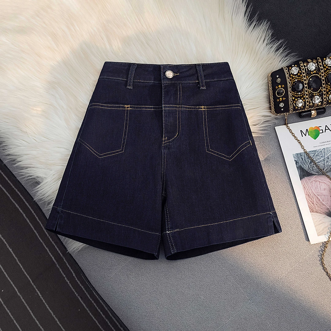 复古高腰牛仔短裤女夏季2025年新款小个子宽松显瘦阔腿五分裤ins