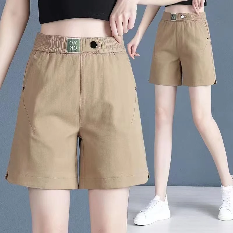 2025年夏季新款五分短裤女高腰宽松显瘦外穿百搭薄款休闲直筒热裤