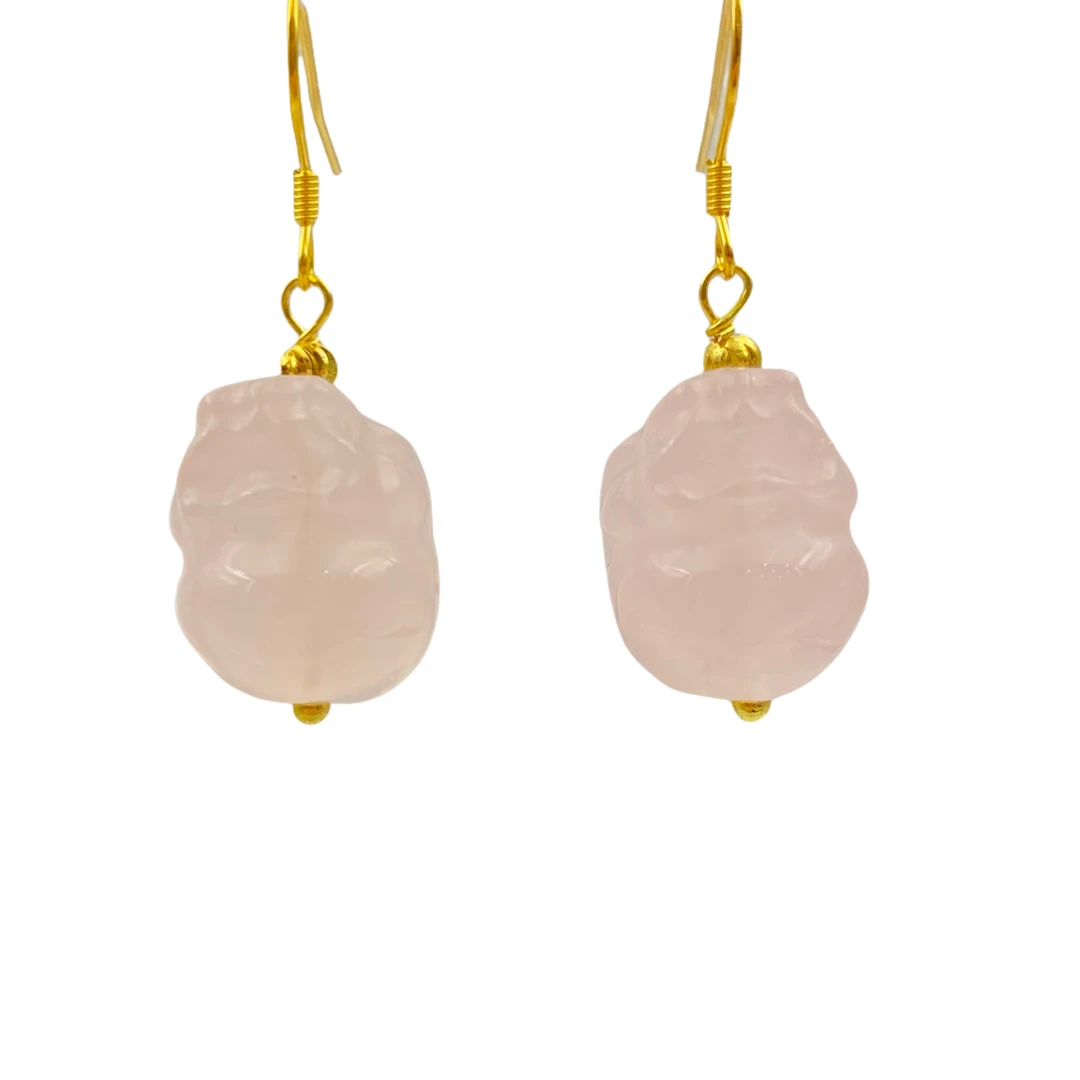 粉水晶清爽貔貅耳饰Y2348X合金