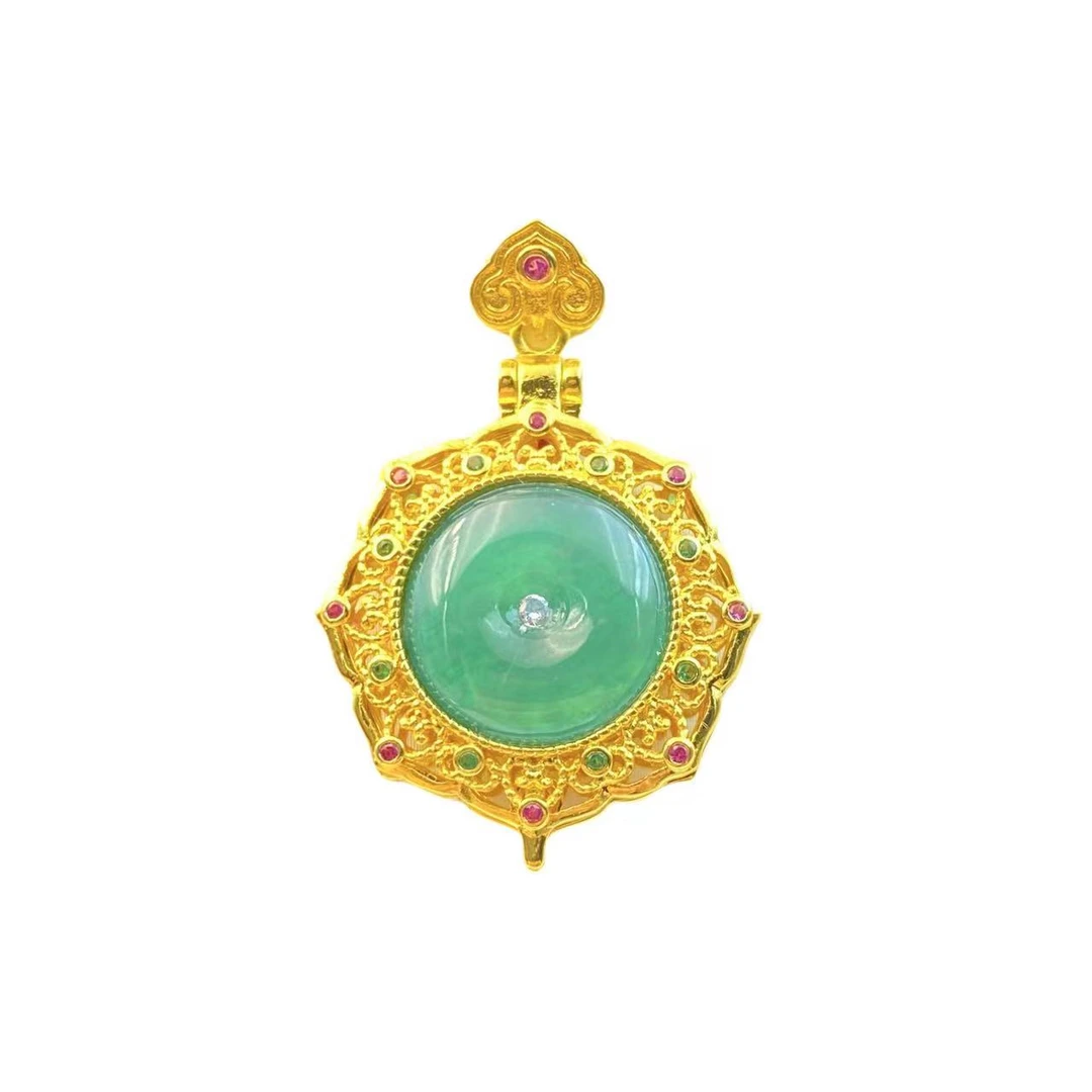 翡翠菱形平安扣吊坠F623X合金