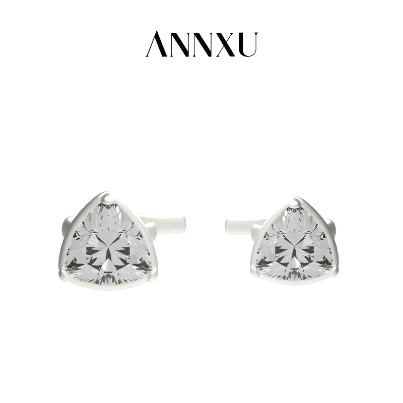 ANNXU 铜合金合成锆石耳饰 羽毛系列三角耳夹原创设计耳饰时尚