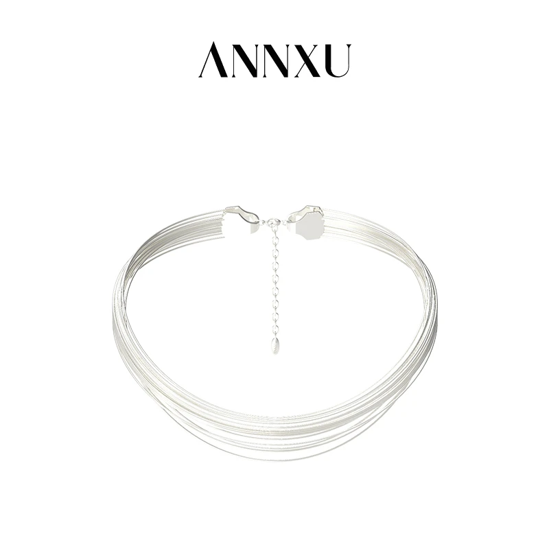 ANNXU 铜合金项链 简约设计多层细蛇骨链条锁骨链个性