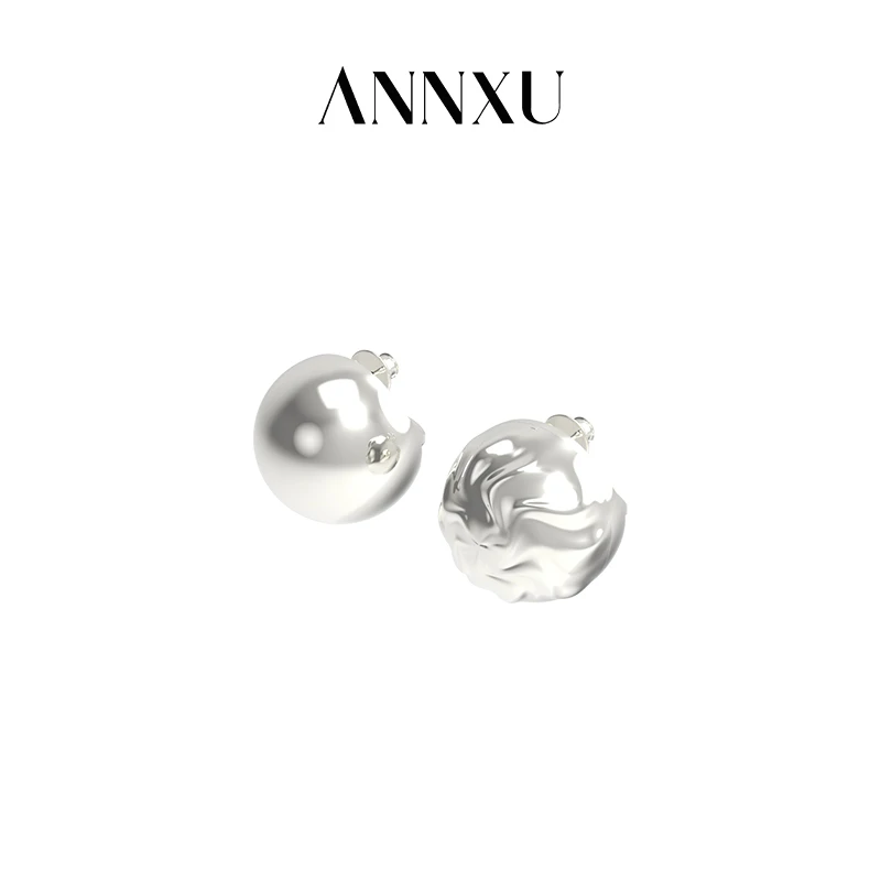 ANNXU 铜合金耳饰 水纹系列球形波纹耳环水纹系列小众设计感耳饰
