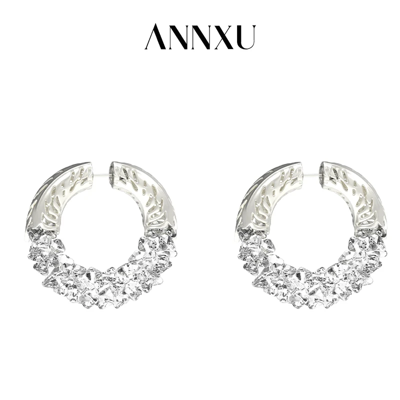 ANNXU 铜合金耳饰 羽毛系列羽毛缠绕前后耳钉小众个性时尚气质