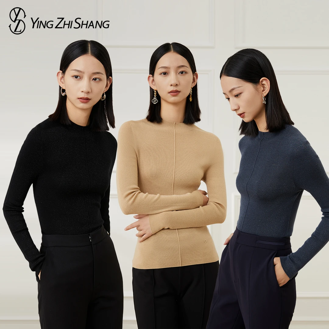 赢智尚秋冬羊毛混纺气质针织打底衫女半高领修身显瘦ZZ00069