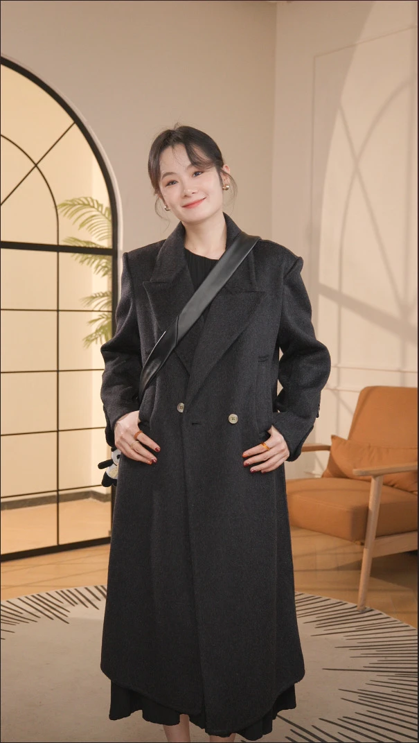 【顶奢-羊绒西装款】新款羊绒经典轻奢百搭长款时尚双面外套