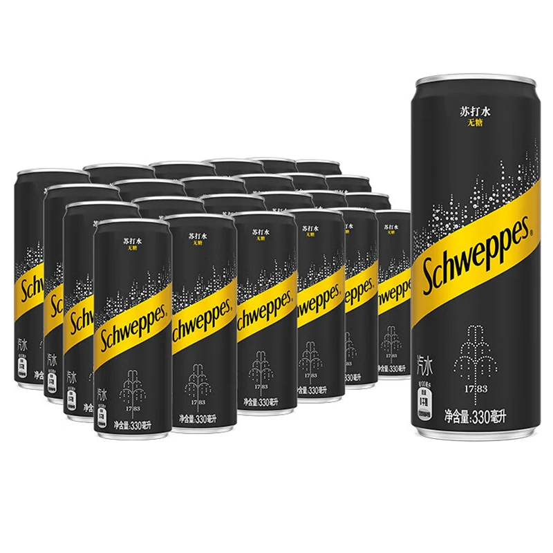 怡泉苏打水330ml*24罐装原味气泡水可口可乐无糖汽水饮料整箱包邮