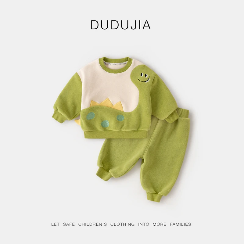 【现货】嘟嘟家宝宝套装春秋男童奥粒绒卫衣卫裤两件套女童卡通