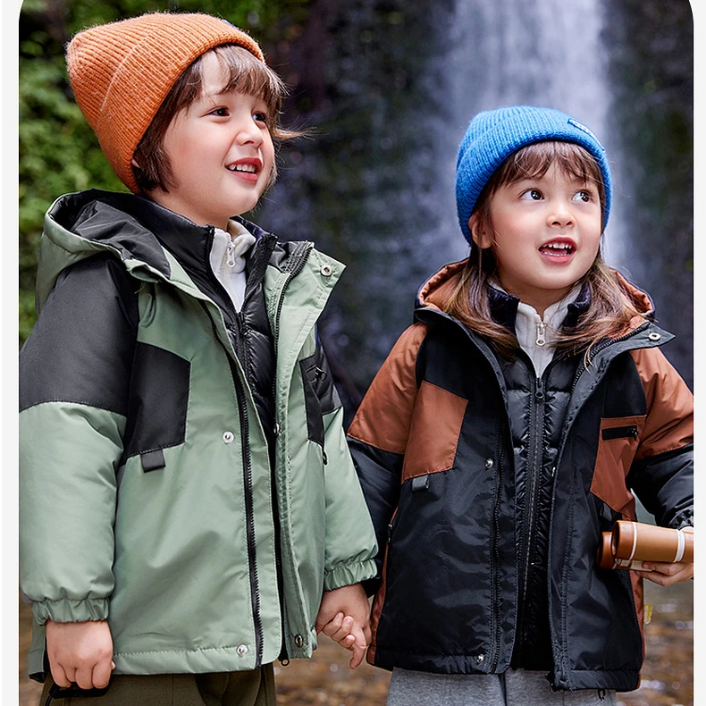 【现货】嘟嘟家男女宝羽绒服三件套洋气保暖韩版拼接外套G4DYR093