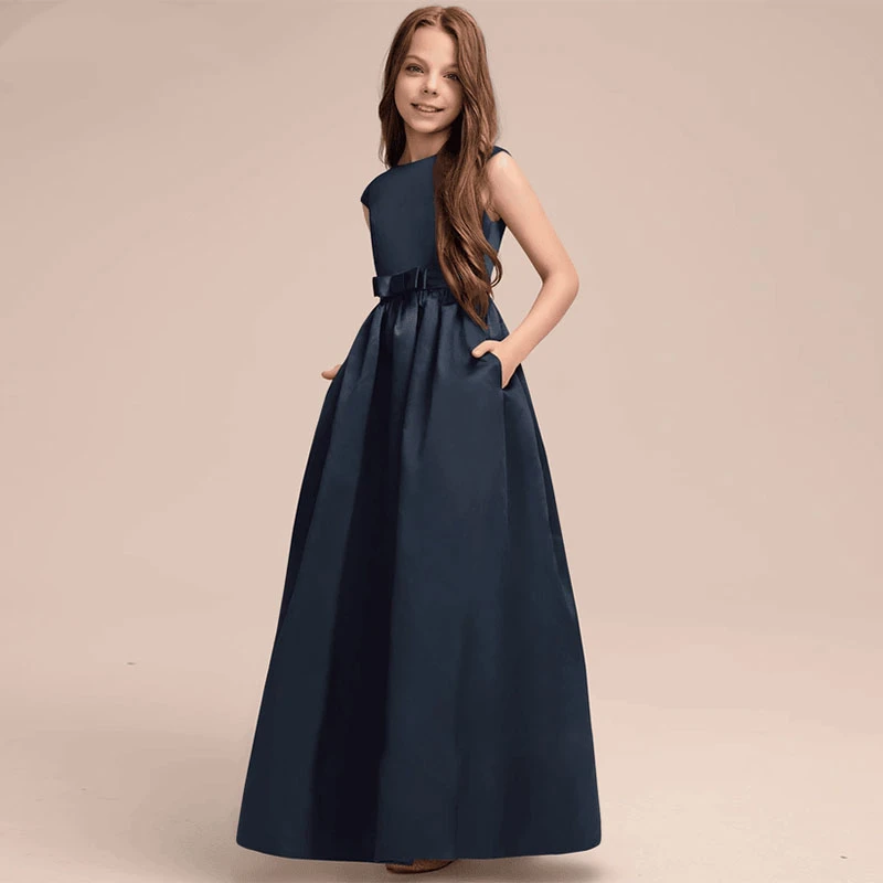 高档女童显瘦礼服儿童演出服中大童钢琴演奏服黑色长款气质公主裙